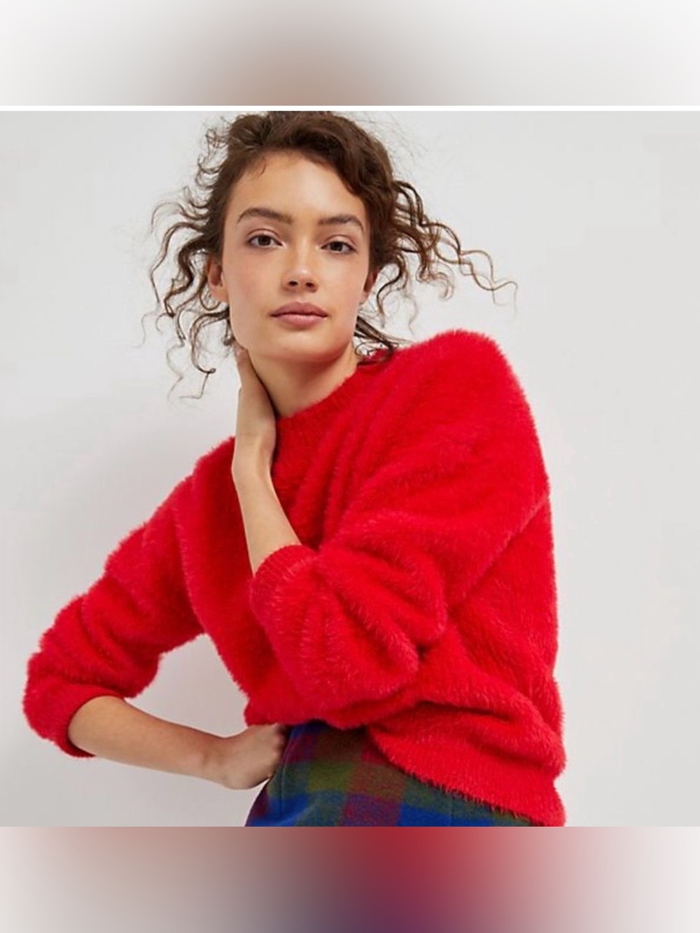 Anthropologie 4SIENNA Red Eyelash Sweater Size L